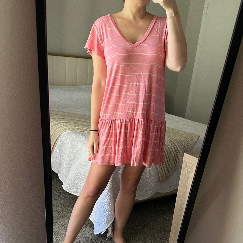 Fantastic Fawn Pink Striped Mini Dress